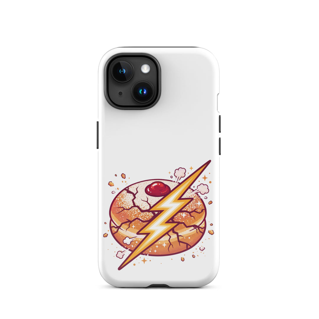 Sufganiyah Lightning Jewish pride tough phone case for iPhone 15, glossy finish - front view