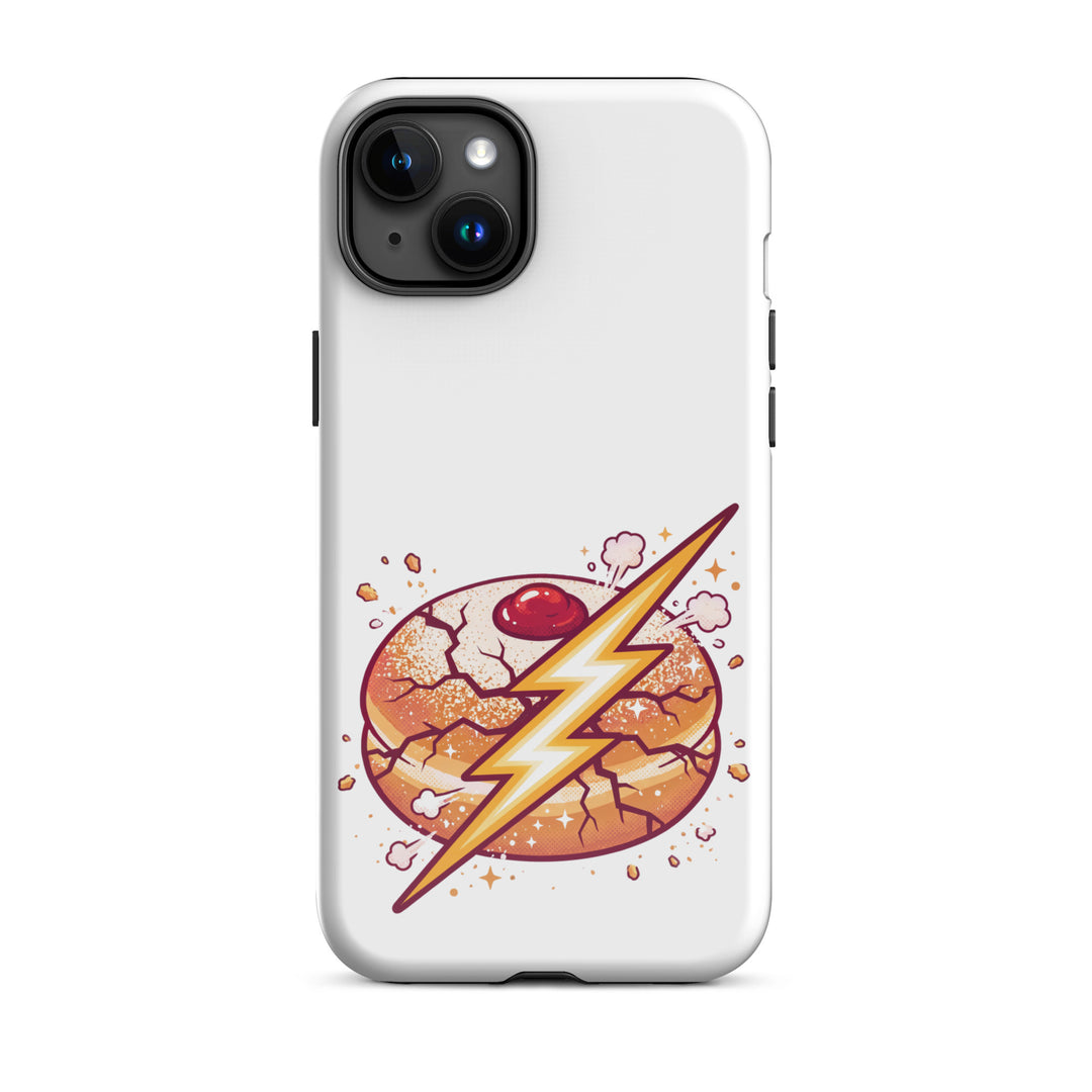 Sufganiyah Lightning Jewish pride tough phone case for iPhone 15 Plus, glossy finish - front view