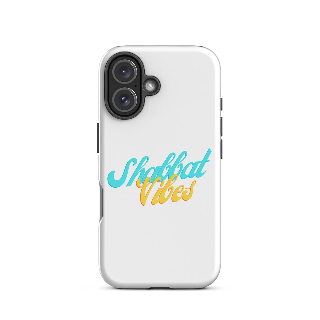 Shabbat Vibes Jewish pride tough phone case for iPhone 16, glossy finish - front view