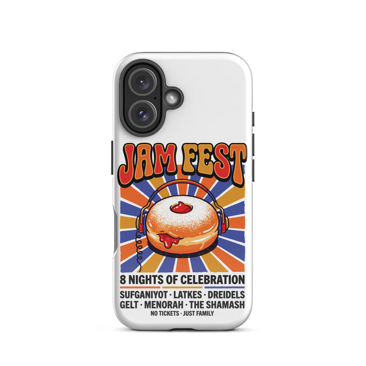 Jam Fest 8 Nights Jewish pride tough phone case for iPhone 16, glossy finish - front view