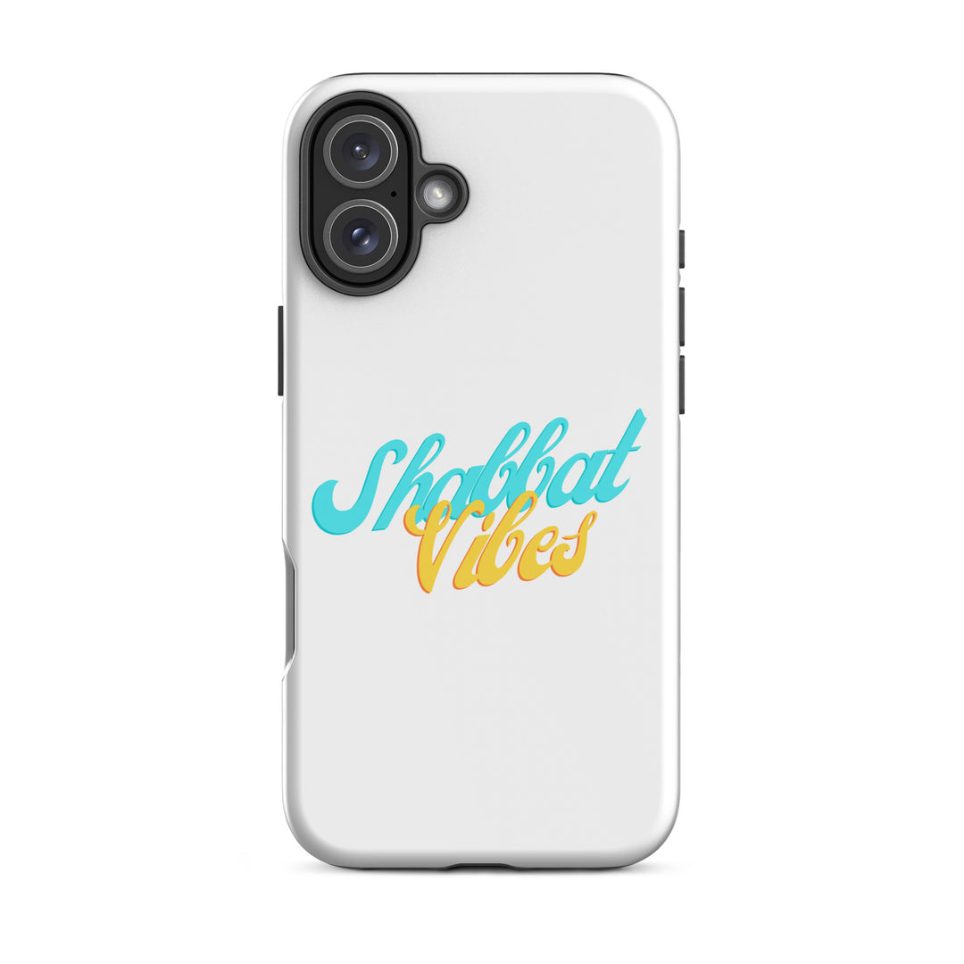 Shabbat Vibes Jewish pride tough phone case for iPhone 16 Plus, glossy finish - front view