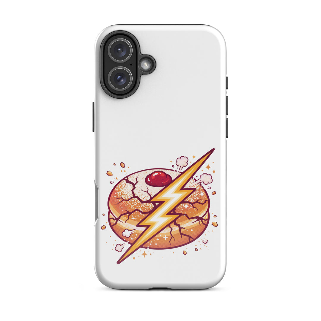 Sufganiyah Lightning Jewish pride tough phone case for iPhone 16 Plus, glossy finish - front view