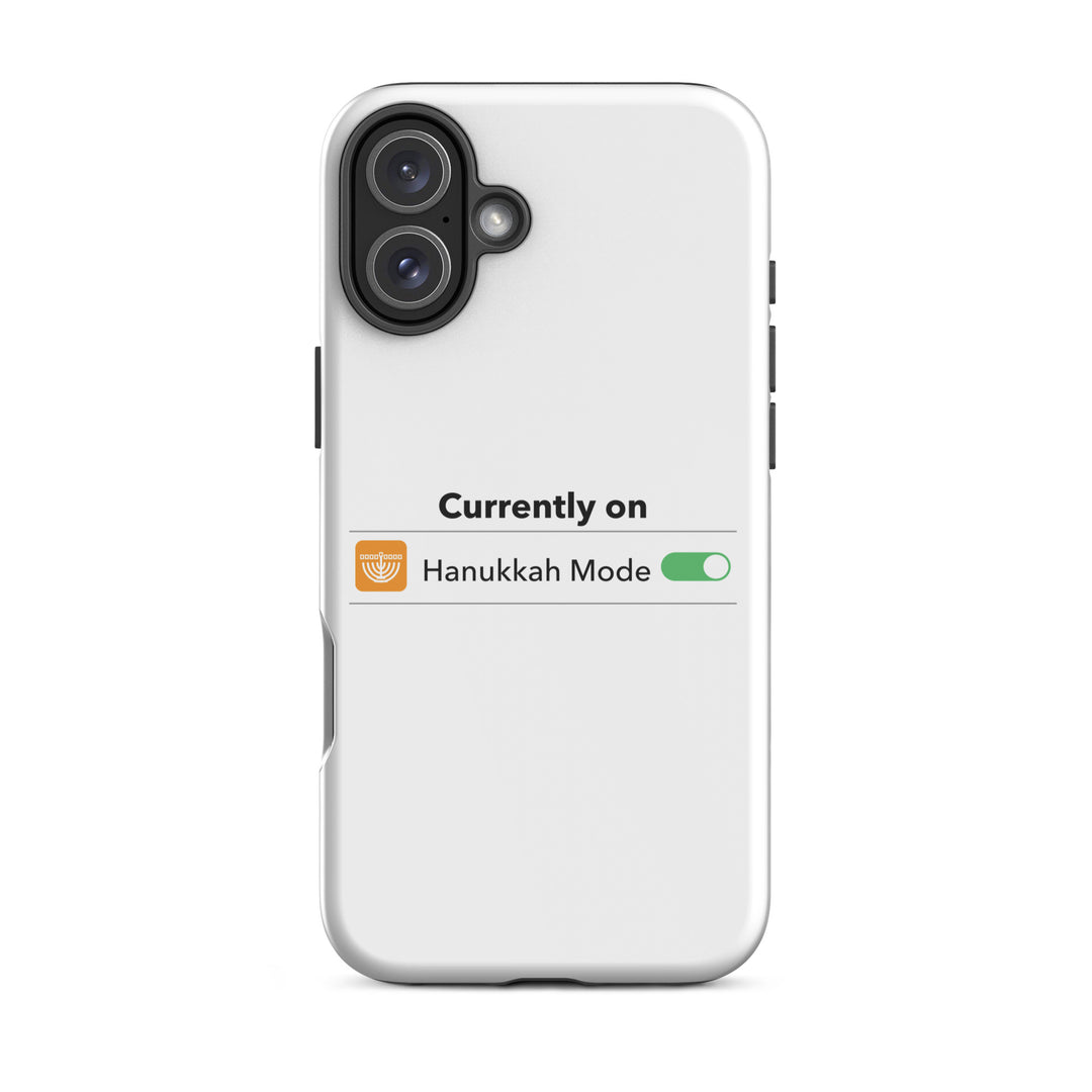 Hanukkah Mode Jewish pride tough phone case for iPhone 16 Plus, glossy finish - front view