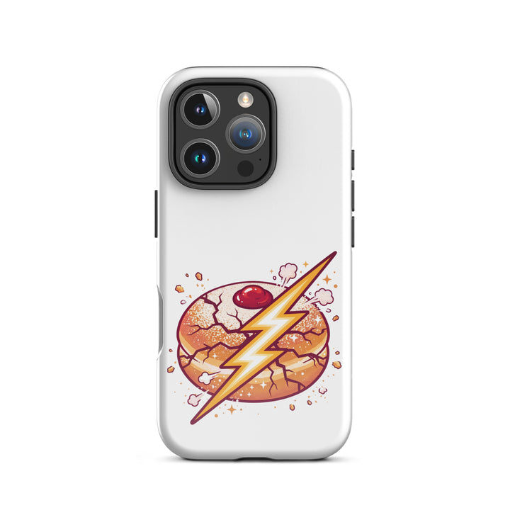 Sufganiyah Lightning Jewish pride tough phone case for iPhone 16 Pro, glossy finish - front view