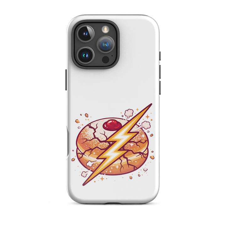 Sufganiyah Lightning Jewish pride tough phone case for iPhone 16 Pro Max, glossy finish - front view