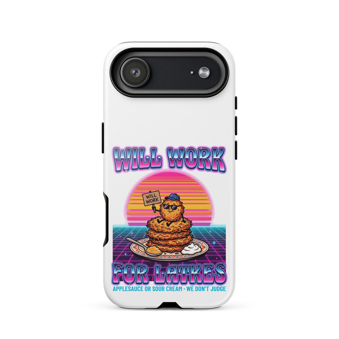 Will Work for Latkes 80s Jewish pride tough phone case for iPhone 17 Air, glossy finish - front view