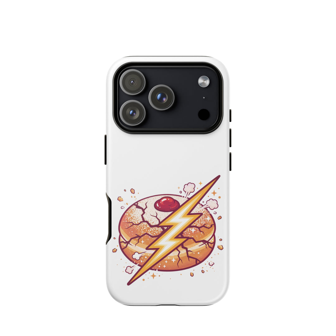 Sufganiyah Lightning Jewish pride tough phone case for iPhone 17 Pro, glossy finish - front view