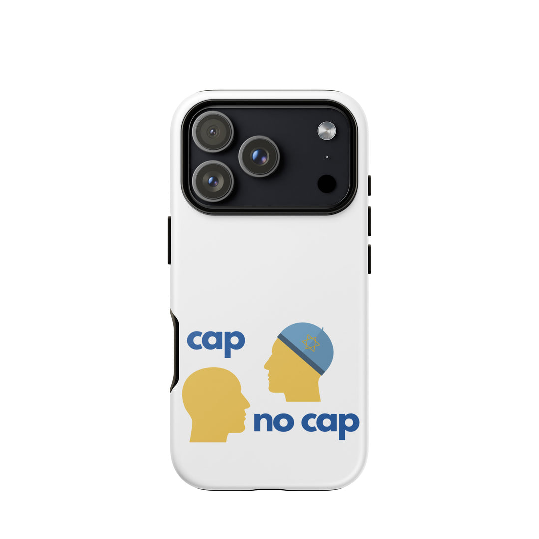 Cap No Cap Jewish pride tough phone case for iPhone 18 Pro, glossy finish - front view