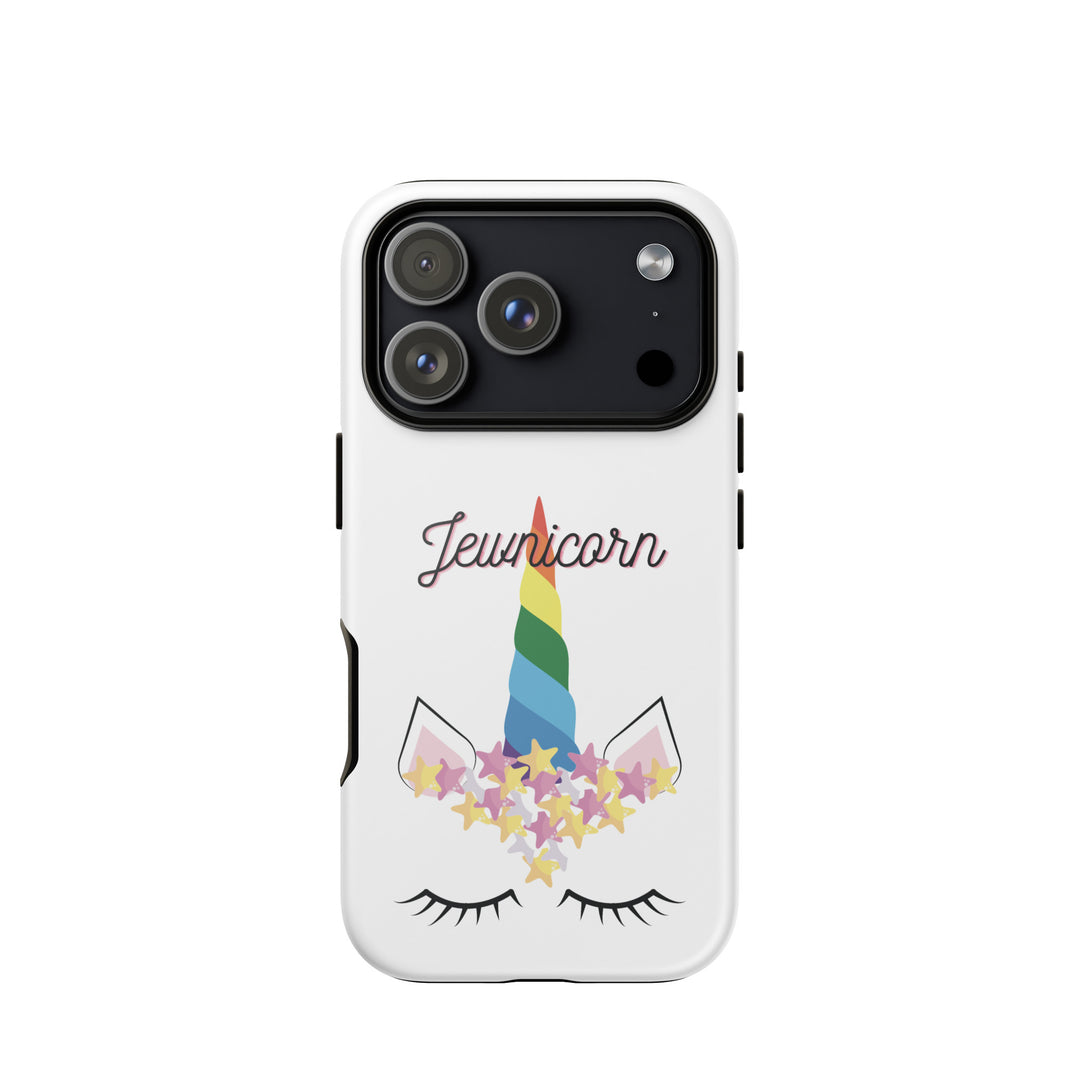 Jewnicorn Jewish pride tough phone case for iPhone 18 Pro, glossy finish - front view