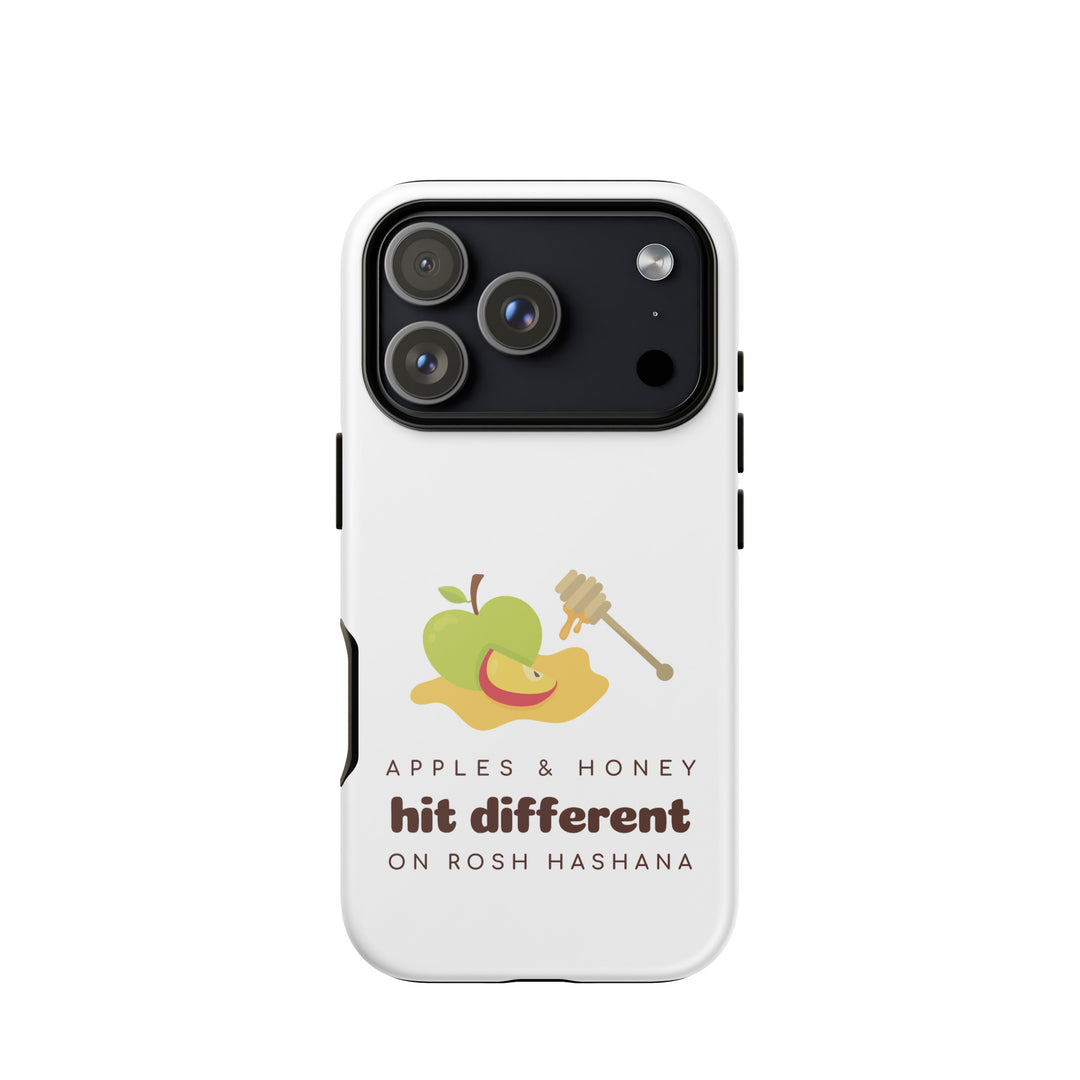 Apples &amp; Honey Jewish pride tough phone case for iPhone 18 Pro, glossy finish - front view