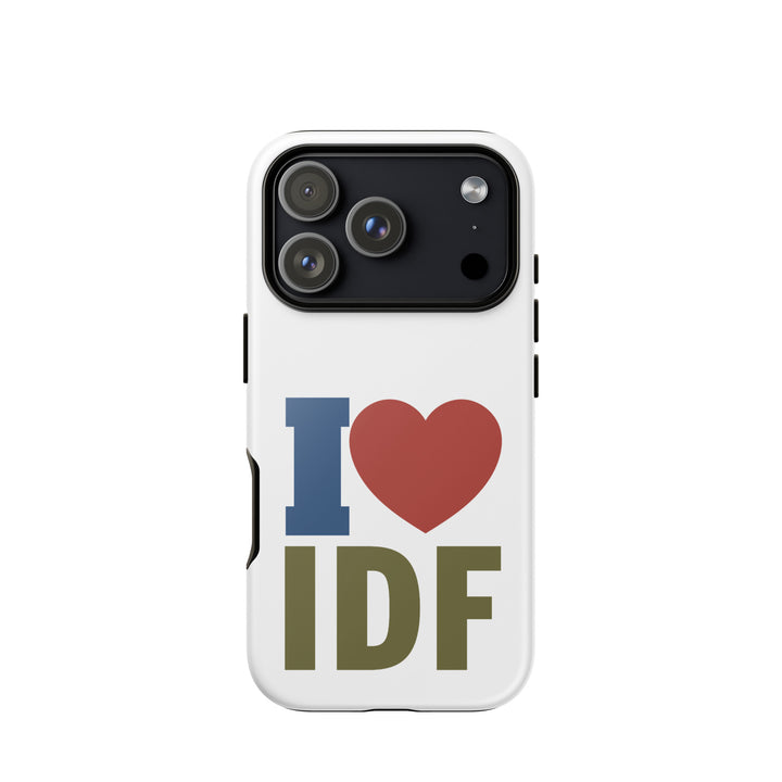 I Love IDF Jewish pride tough phone case for iPhone 18 Pro, glossy finish - front view