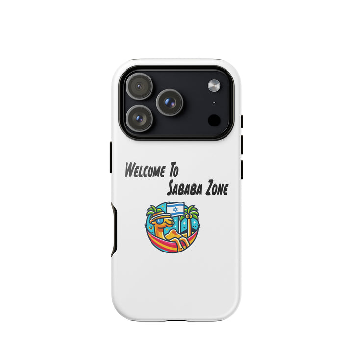 Sababa Zone Jewish pride tough phone case for iPhone 18 Pro, glossy finish - front view