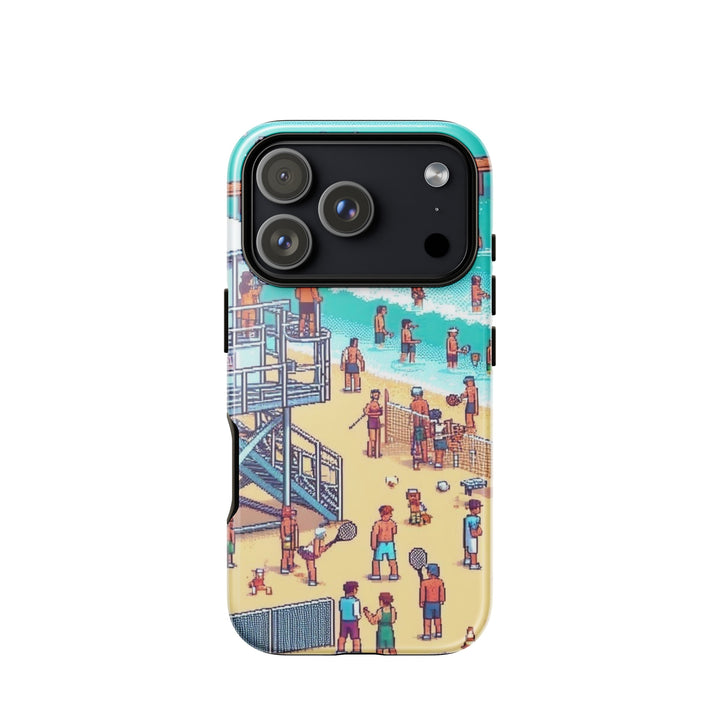 TLV Frishman Beach 16 Bit Jewish pride tough phone case for iPhone 18 Pro, glossy finish - front view