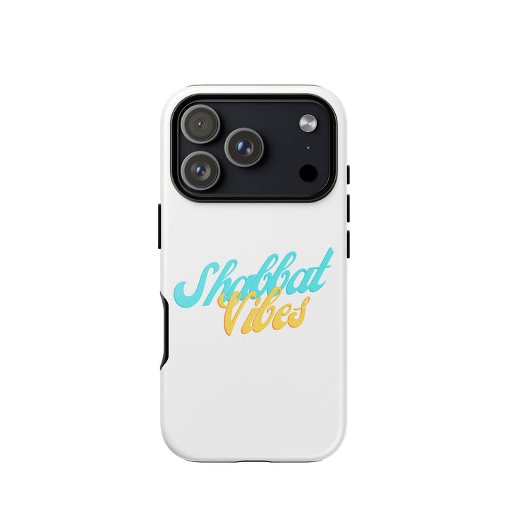 Shabbat Vibes Jewish pride tough phone case for iPhone 18 Pro, glossy finish - front view