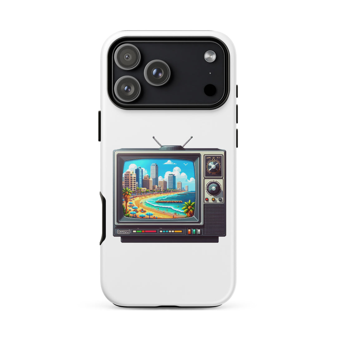 16 Bit Tel Aviv Beach Jewish pride tough phone case for iPhone 18 Pro Max, glossy finish - front view