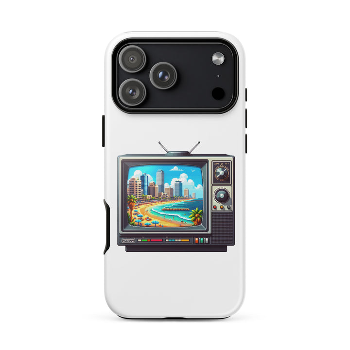 16 Bit Tel Aviv Beach Jewish pride tough phone case for iPhone 18 Pro Max, glossy finish - front view