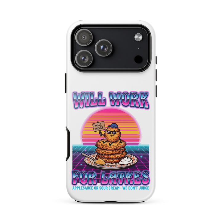 Will Work for Latkes 80s Jewish pride tough phone case for iPhone 18 Pro Max, glossy finish - front view