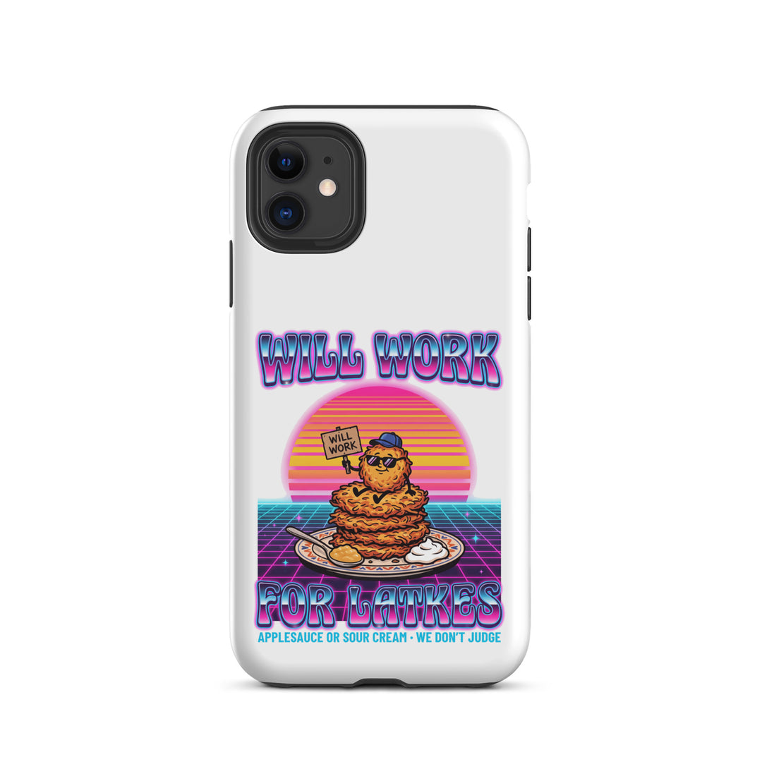 Will Work for Latkes 80s Jewish pride tough phone case for iPhone 11, matte finish - front view