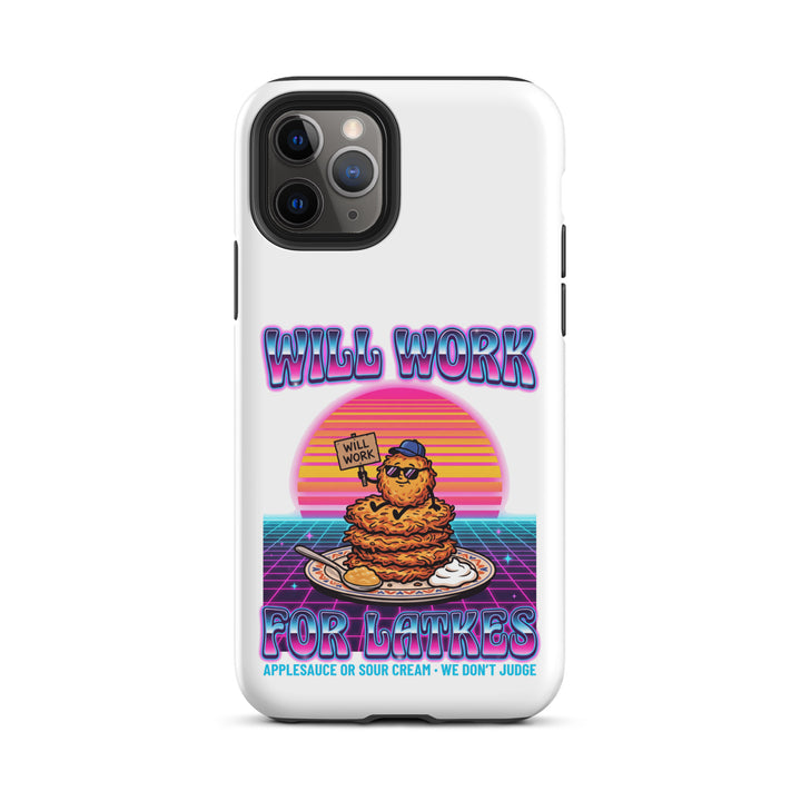 Will Work for Latkes 80s Jewish pride tough phone case for iPhone 11 Pro, matte finish - front view