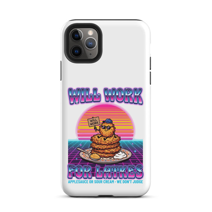 Will Work for Latkes 80s Jewish pride tough phone case for iPhone 11 Pro Max, matte finish - front view