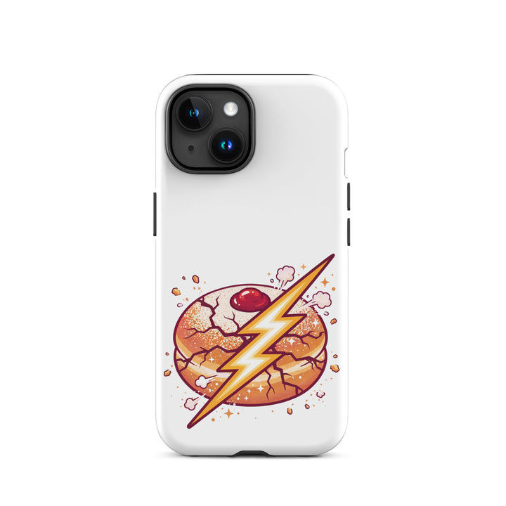 Sufganiyah Lightning Jewish pride tough phone case for iPhone 15, matte finish - front view