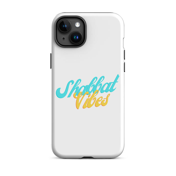 Shabbat Vibes Jewish pride tough phone case for iPhone 15 Plus, matte finish - front view