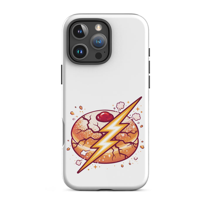 Sufganiyah Lightning Jewish pride tough phone case for iPhone 16 Pro Max, matte finish - front view