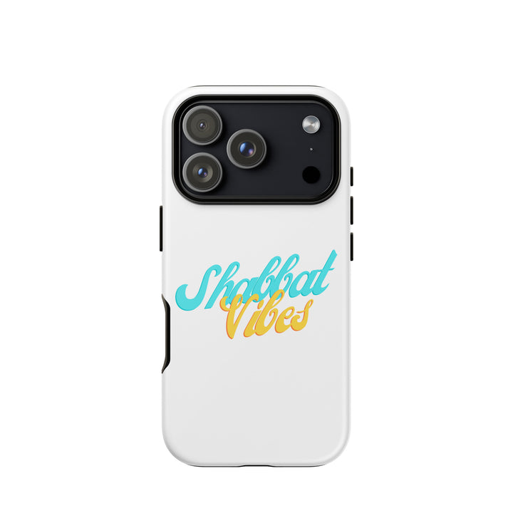 Shabbat Vibes Jewish pride tough phone case for iPhone 17 Pro, matte finish - front view