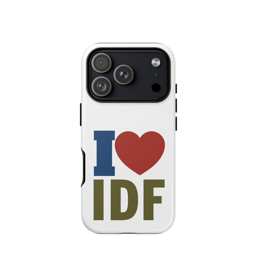 I Love IDF Jewish pride tough phone case for iPhone 18 Pro, matte finish - front view