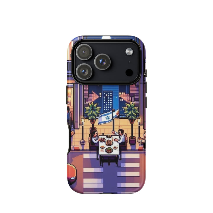 TLV Nightlife 16 Bit Jewish pride tough phone case for iPhone 18 Pro, matte finish - front view