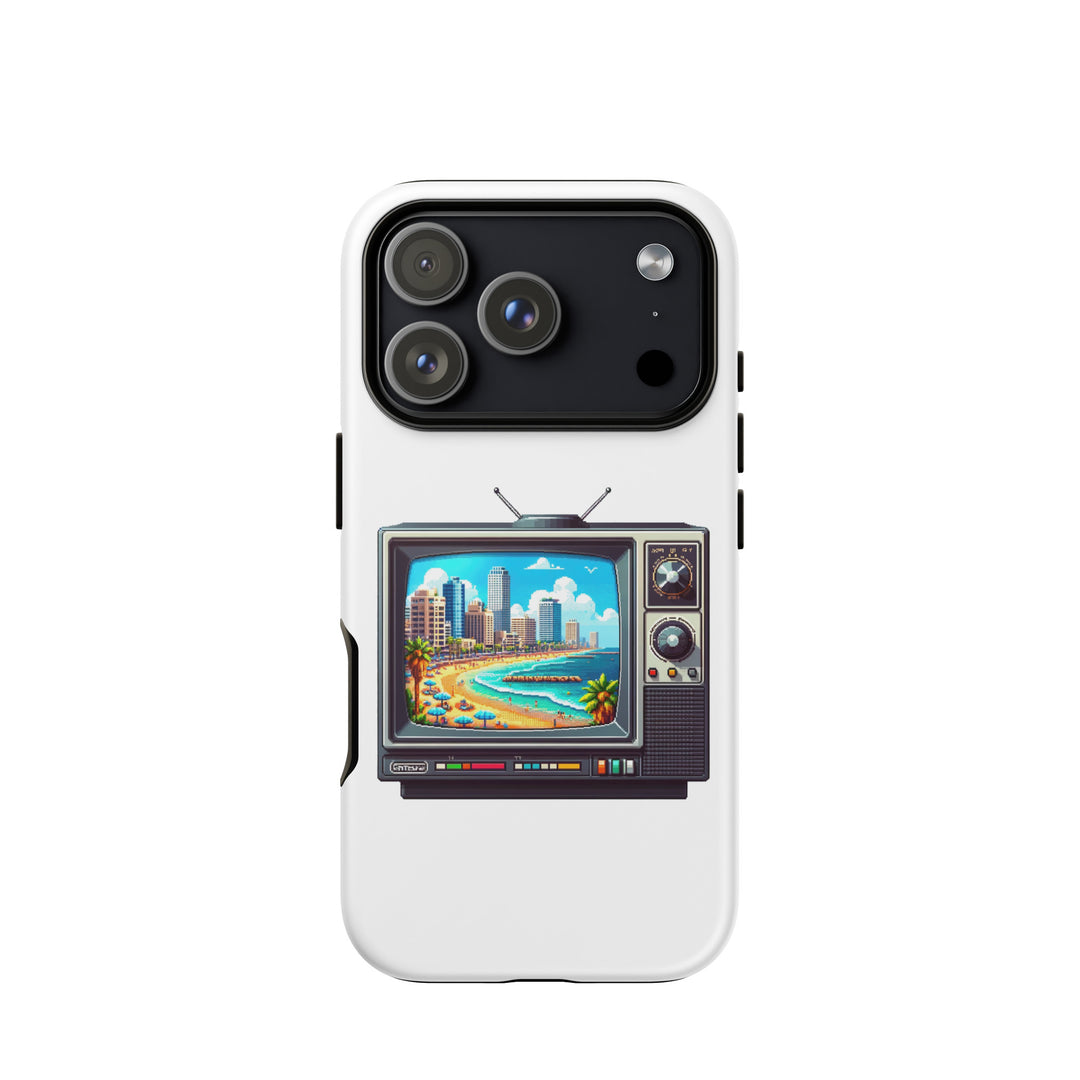 16 Bit Tel Aviv Beach Jewish pride tough phone case for iPhone 18 Pro, matte finish - front view