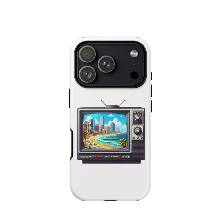 16 Bit Tel Aviv Beach Jewish pride tough phone case for iPhone 18 Pro, matte finish - front view