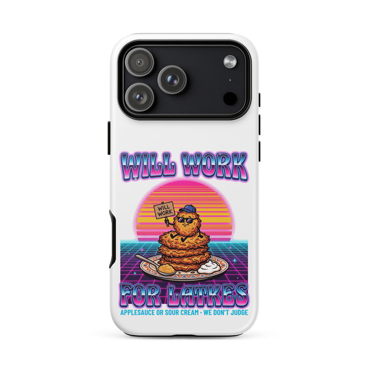 Will Work for Latkes 80s Jewish pride tough phone case for iPhone 18 Pro Max, matte finish - front view