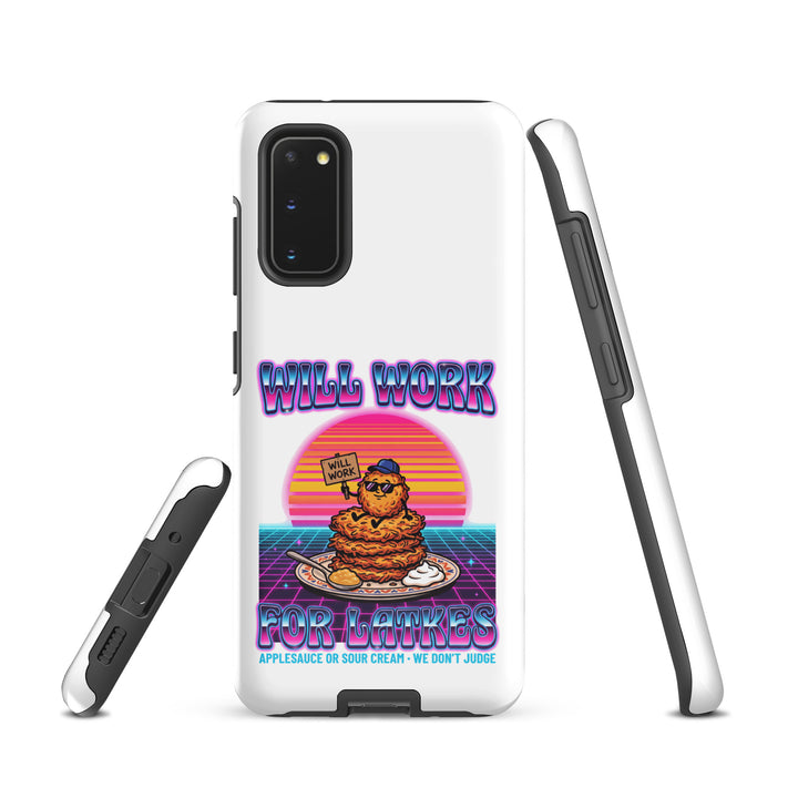 Will Work for Latkes 80s Jewish pride tough phone case for Samsung Galaxy S20, glossy finish - front view