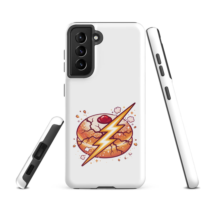 Sufganiyah Lightning Jewish pride tough phone case for Samsung Galaxy S21 Fe, glossy finish - front view