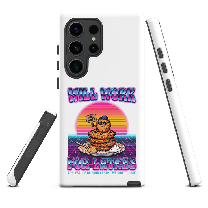 Will Work for Latkes 80s Jewish pride tough phone case for Samsung Galaxy S23 Ultra, glossy finish - front view