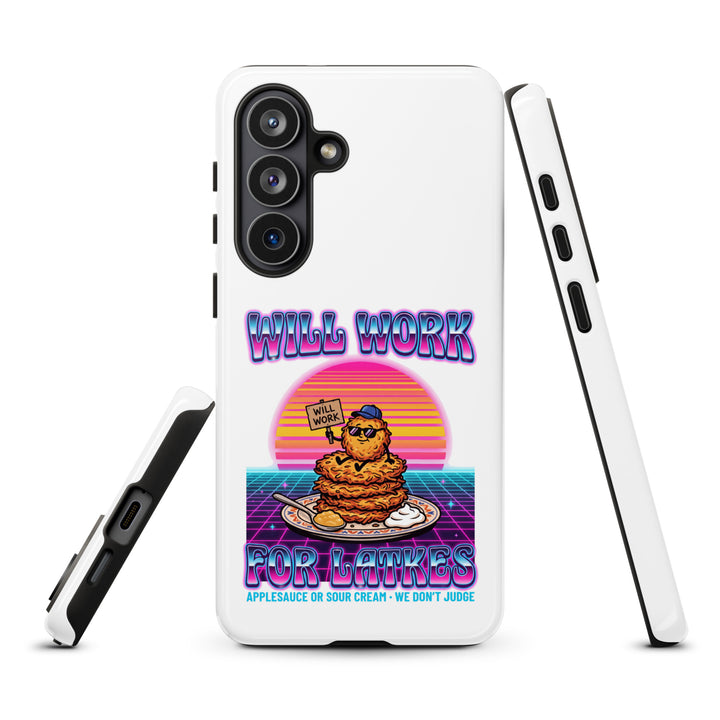 Will Work for Latkes 80s Jewish pride tough phone case for Samsung Galaxy S26 Plus, glossy finish - front view