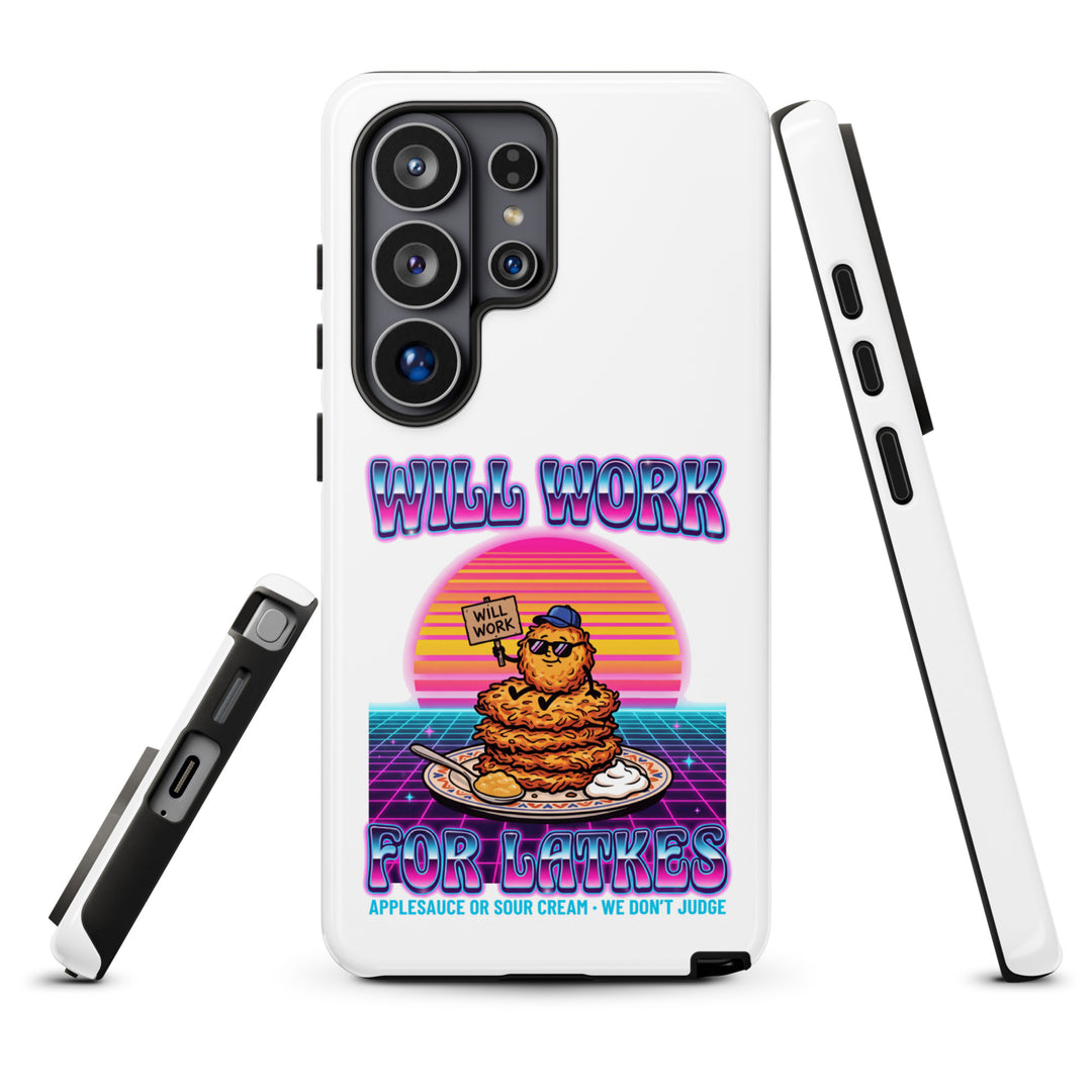 Will Work for Latkes 80s Jewish pride tough phone case for Samsung Galaxy S26 Ultra, glossy finish - front view