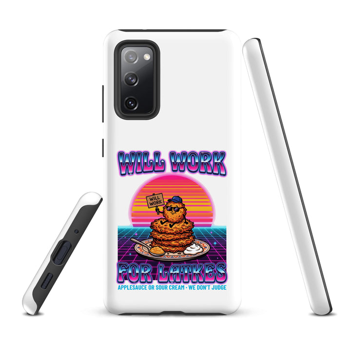 Will Work for Latkes 80s Jewish pride tough phone case for Samsung Galaxy S20 Fe, matte finish - front view