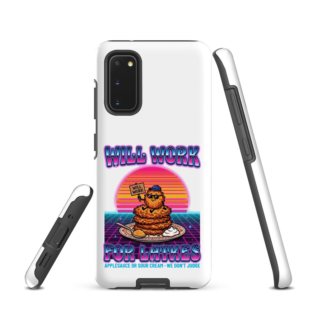 Will Work for Latkes 80s Jewish pride tough phone case for Samsung Galaxy S20, matte finish - front view