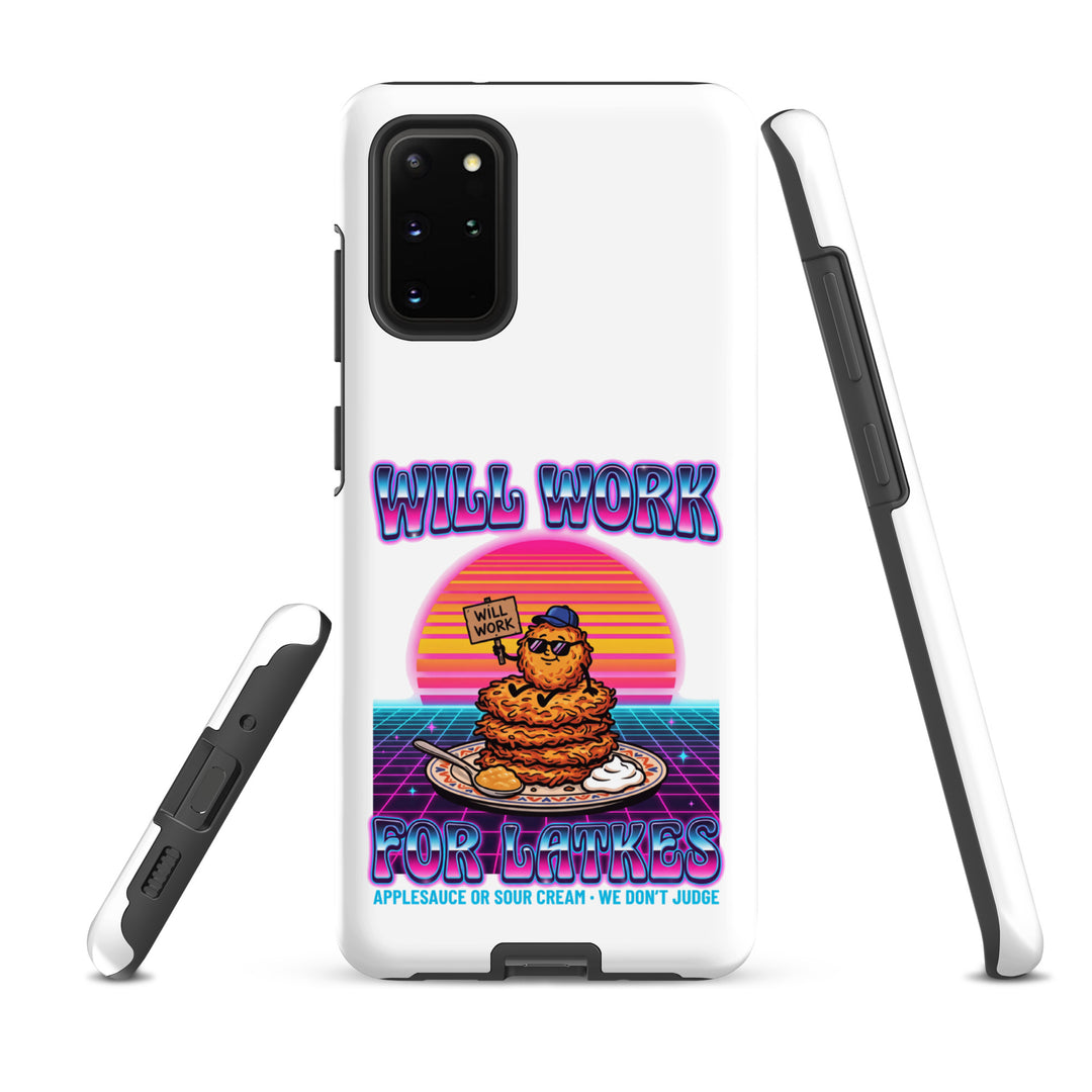 Will Work for Latkes 80s Jewish pride tough phone case for Samsung Galaxy S20 Plus, matte finish - front view
