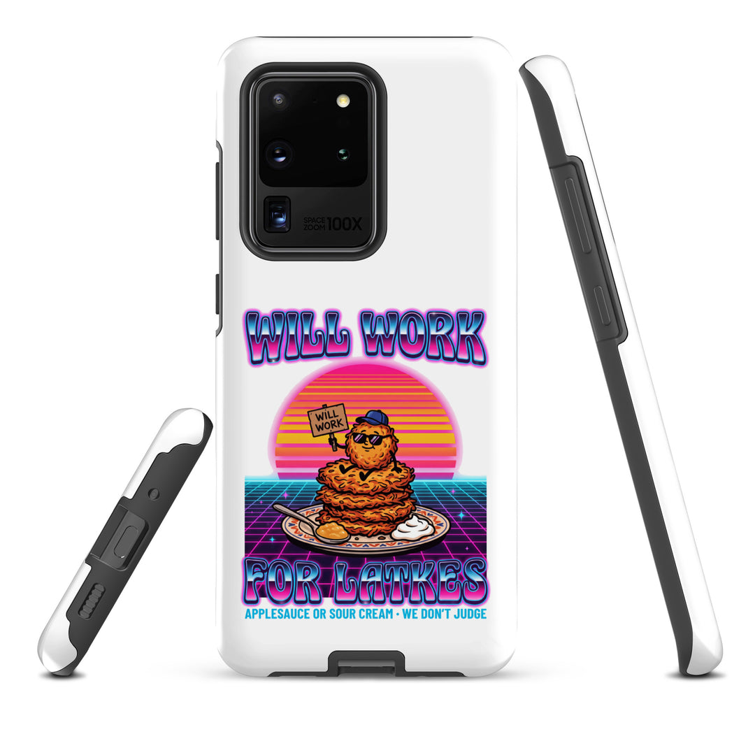 Will Work for Latkes 80s Jewish pride tough phone case for Samsung Galaxy S20 Ultra, matte finish - front view