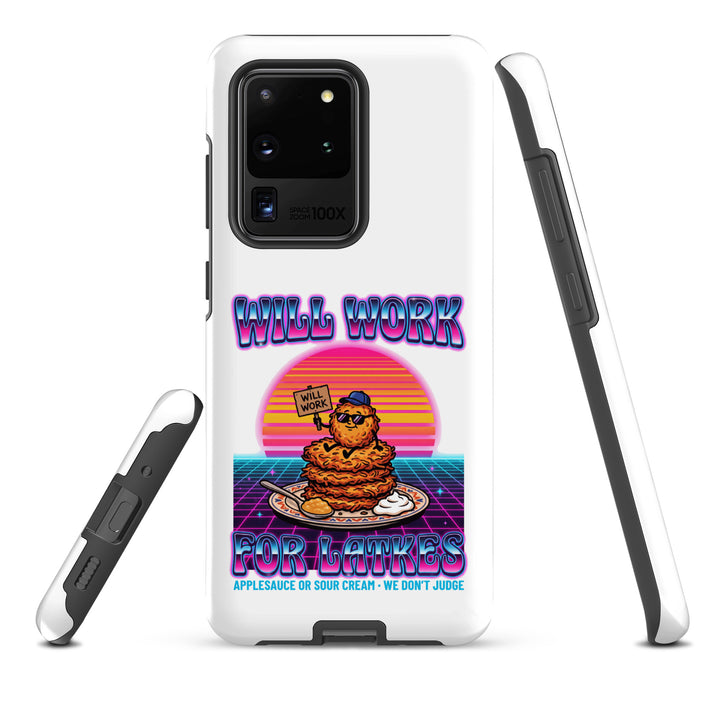 Will Work for Latkes 80s Jewish pride tough phone case for Samsung Galaxy S20 Ultra, matte finish - front view