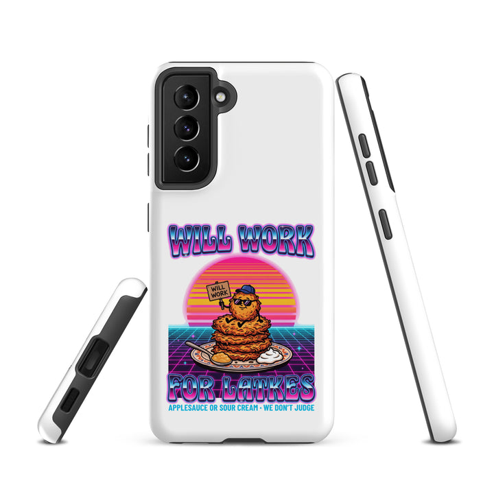 Will Work for Latkes 80s Jewish pride tough phone case for Samsung Galaxy S21, matte finish - front view