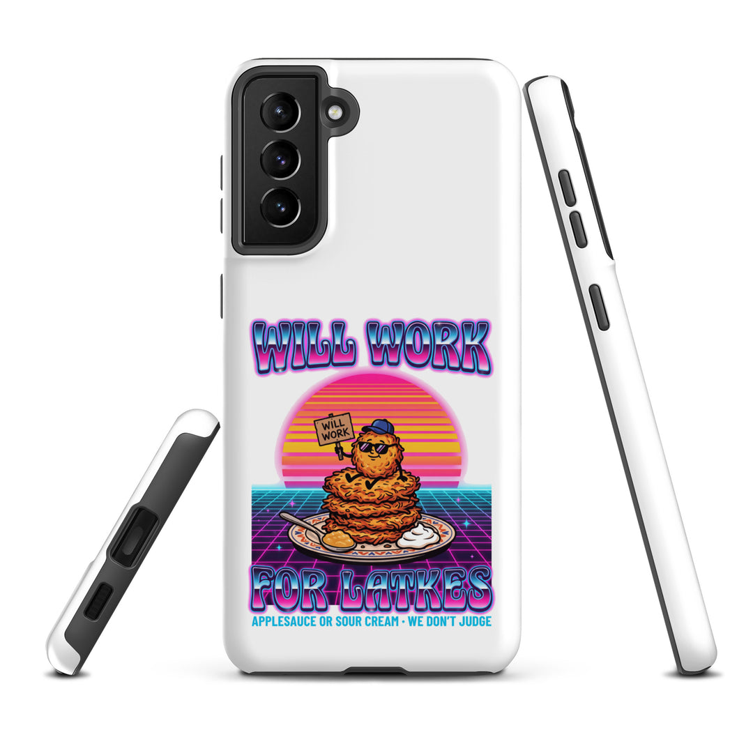 Will Work for Latkes 80s Jewish pride tough phone case for Samsung Galaxy S21 Plus, matte finish - front view
