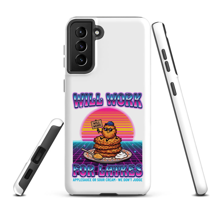 Will Work for Latkes 80s Jewish pride tough phone case for Samsung Galaxy S21 Plus, matte finish - front view