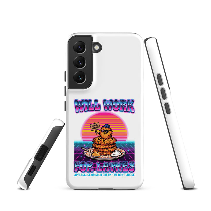Will Work for Latkes 80s Jewish pride tough phone case for Samsung Galaxy S22, matte finish - front view