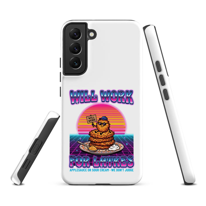 Will Work for Latkes 80s Jewish pride tough phone case for Samsung Galaxy S22 Plus, matte finish - front view