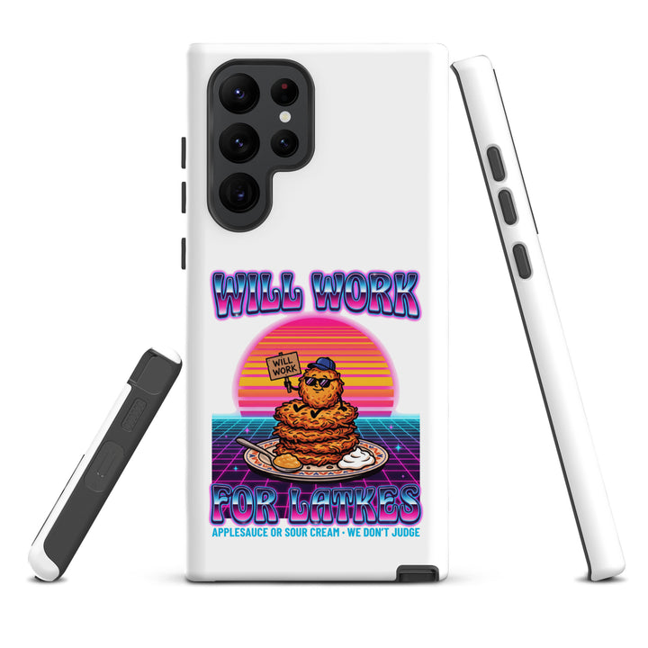 Will Work for Latkes 80s Jewish pride tough phone case for Samsung Galaxy S22 Ultra, matte finish - front view