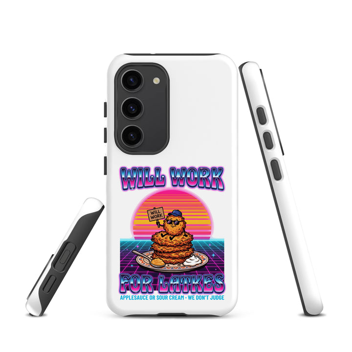 Will Work for Latkes 80s Jewish pride tough phone case for Samsung Galaxy S23, matte finish - front view